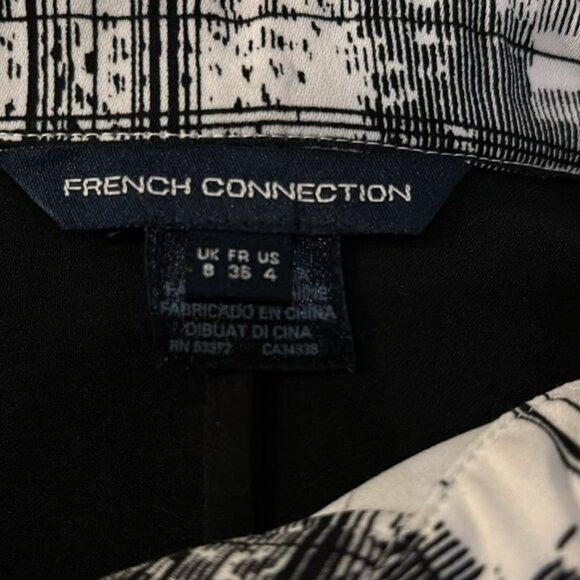 👛(ANY 2/$20) FRENCH CONNECTION  High-Low Long Sleeved Pull On Blouse Black/White - Picture 4 of 4